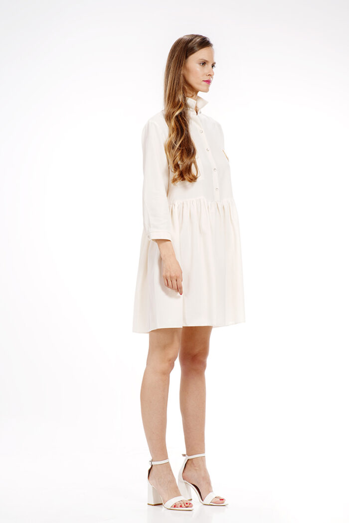 everyday mini white dress with buttons
