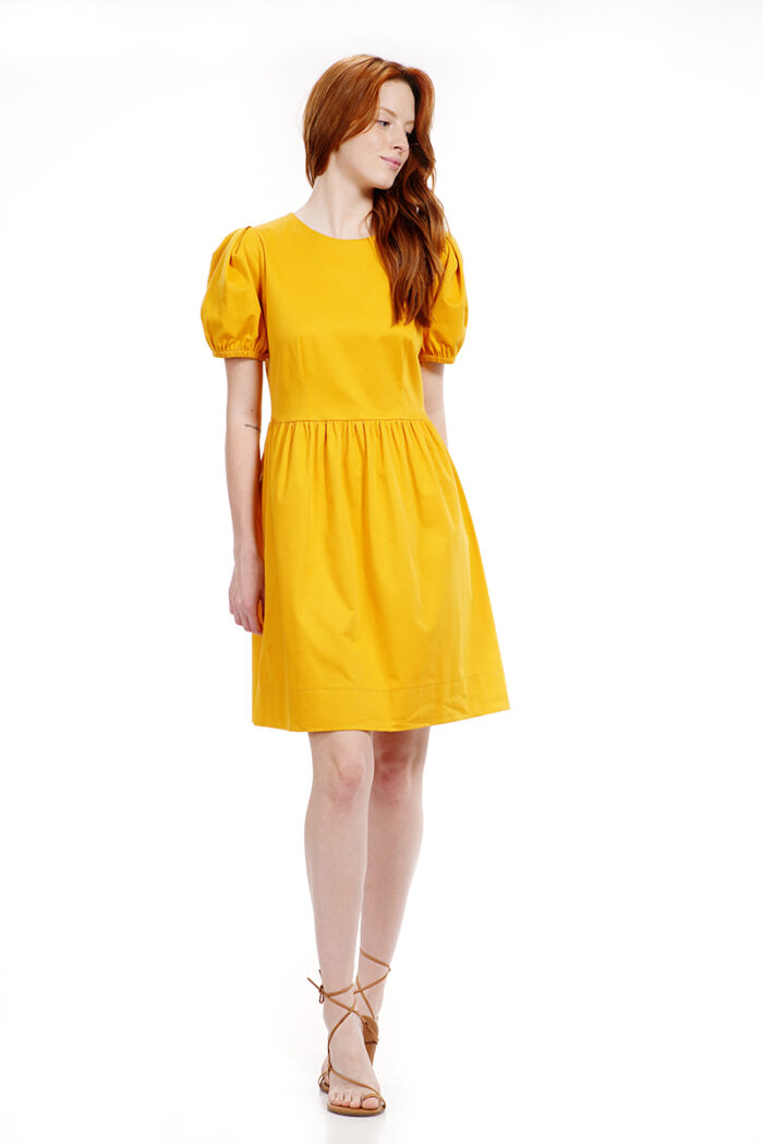 kratka pamučna DALIA haljina za leto u žutoj boji