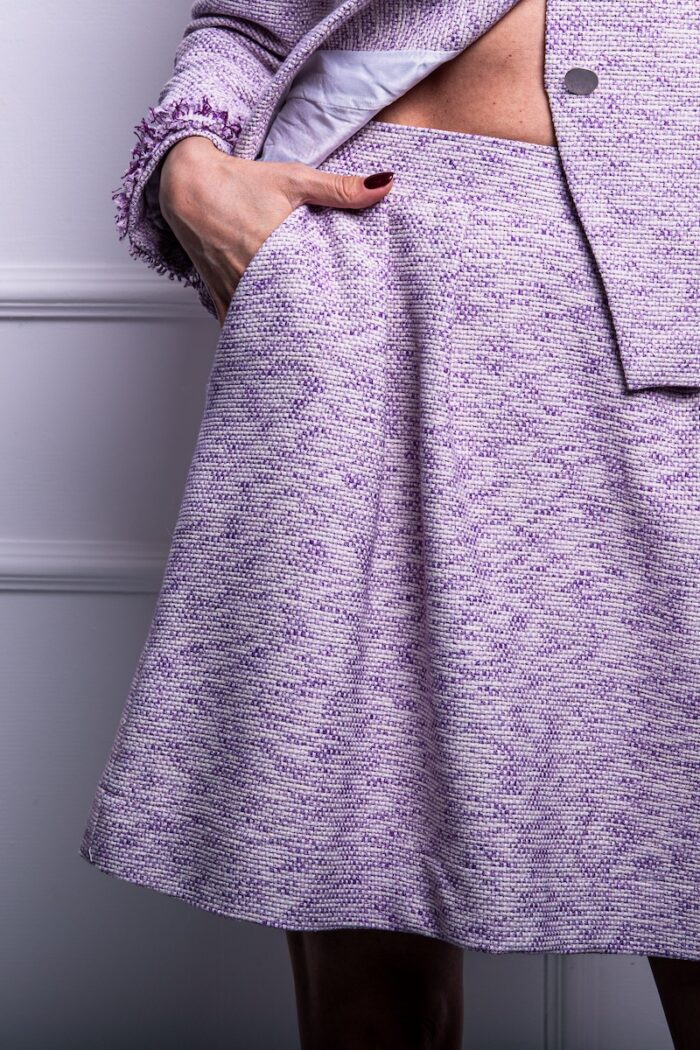 Purple cotton bouclé skirt.